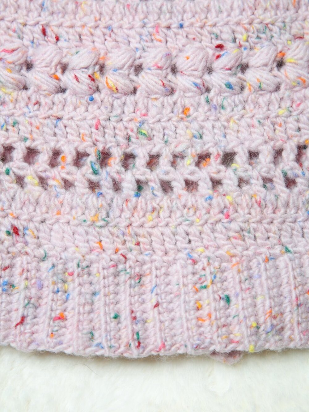 Handmade Dusty Pink Crochet Knit Cardigan with Balloon Sleeves - Picture 8 of 11